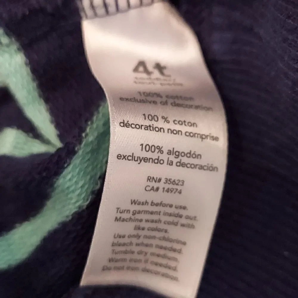Carter's Blue & Mint Green Striped Sweatshirt 4T
